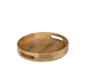 Design moderne dernier plateau en bois de forme ronde assiette de service en bois dernier plateau pour servir des aliments en gros prix bon marché - Product Image 2