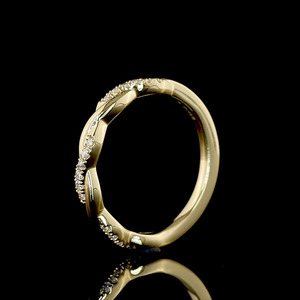 แหวนแต่งงานทรงคลื่นเพชรเพาะเลี้ยงทรงกลม ทอง 10K 14K 18K เงิน 925 935 - Product Image 3