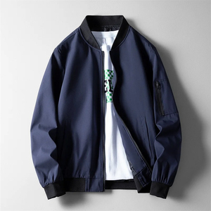 <b>Men's</b> High Street Slim Fit Bomber <b>Jacket</b> Autumn Baseball Coat Stand Collar Casual Waterproof Eco-Friendly Canvas OEM Service - Product Image 2