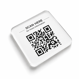 Custom OEM ODM Acrylic QR Code Scan <b>mini</b> portable Acrylic Coasters for give feedback google review - Product Image 1