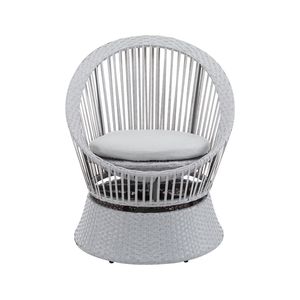 Poltrona lounge girevole moderna in vimini argentato da 68 cm con struttura in ferro XianRattan, design rotondo elegante per esterni - Product Image 5