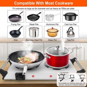 Portable 2000W <b>Electric</b> Dual <b>Burner</b> Hot Plate Stove RV Countertop Hotplate with 5 Temperature Adjustments - Product Image 3