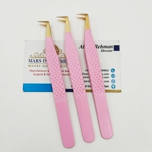 Pince à cils rose plaquée or, pointe lisse, outils de précision pour extensions de cils - Product Image 2