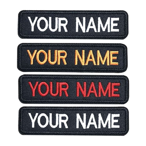 Parches Rectangulares de Lona Bordados con Nombre Personalizado, Tela Negra, para Coser o Planchar, Insignia con Letras para Ropa - Product Image 1