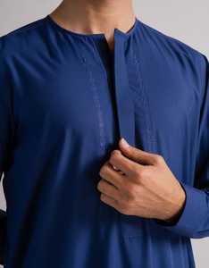 Modest Islamic prayer wear All seasons <b>Thobe</b> Solid color Middle East style Floor length prayer shirt - Product Image 3