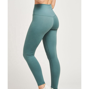 Ensemble de yoga 2 pièces pour femme, couleur turquoise unie, legging taille haute et brassière de sport à bretelles croisées, sans couture, extensible dans les quatre sens, longueur intégrale - Product Image 5