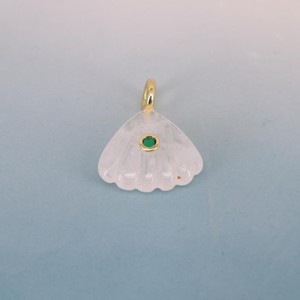 Rainbow Moonstone <b>Shell</b> Carved Gemstone Charms Pendant for DIY Jewelry Making - Product Image 1