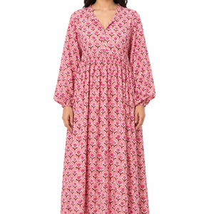 Beautiful floral Cotton Block Printed dress Dress For Casual wear Hand Block Printed Dress - Product Image 1