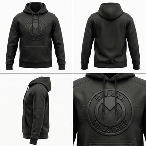 Hoodie Premium Streetwear ONYX MALUZA Industries avec logo empilé enduit, mode urbaine, 100% coton, hiver - Product Image 6
