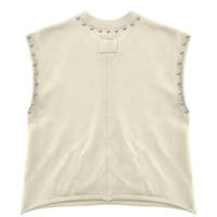Tank Top Rhinestone Custom Model Terbaru Gaya Vintage 100% Katun Rajut Cetak Grafis DTG Depan Tanpa Lengan Unisex Bahan Bernapas