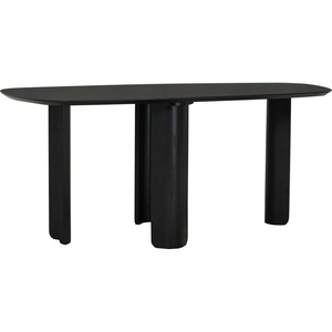 Modern Black Irregular Shape 1800mm Wooden <b>Dining</b> <b>Table</b> with Bentwood Legs Minimalist Design - Product Image 1