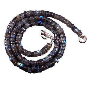 AAA+ Natural Fire Labradorite Necklace Smooth <b>Heishi</b> (Tyre) <b>Beaded</b> Chain Round Style Charm Jewelry Findings Made Natural Stone - Product Image 1