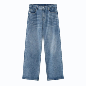 Jeans de Mezclilla Negros de Pierna Ancha para Hombre, Cintura Alta, Corte Holgado, Tela de Algodón Tejida, Ropa Casual de Otoño - Product Image 6