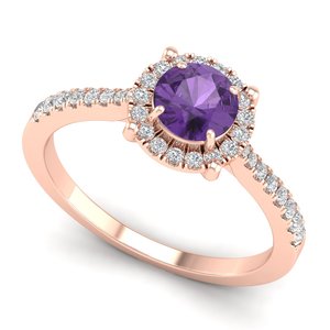 Bague en améthyste REYES, nouveau design, pour femmes, or rose massif 9K 10K 14K 18K 22K, diamants, bagues de fiançailles, bijoux fins - Product Image 2