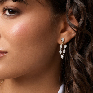 Pendientes de Diamantes con Corte de Pera, Chapados en Oro de 18K, Joyería Clásica para Mujer, para Bodas - Product Image 2