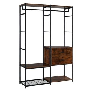 Armario Independiente Negro Vi con Perchero, Múltiples Estantes de Almacenamiento y Cajones, Estante Metálico Resistente para Dormitorio - Product Image 4