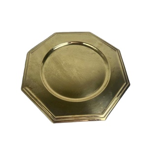 Assiette de Présentation Dorée pour Mariage, Décoration de Table, Assiettes de Service Alimentaire Personnalisables en Métal, Sûres pour le Contact Alimentaire - Product Image 1