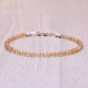 Pulsera de Plata de Ley con Citrino de Corte Redondo Hecha a Mano, Piedra de Nacimiento de Noviembre Natural, Ajustable, Joyería de Lujo, Regalo - Product Image 4