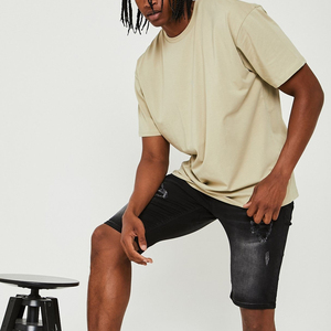 T-shirt à manches courtes, coupe ample, 100% coton, col côtelé, épaules tombantes, logo personnalisé, t-shirts streetwear surdimensionnés pour hommes - Product Image 1