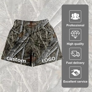 <b>Men</b> Camouflage Print Polyester Swim <b>Trunks</b> Regular Fit Breathable With Custom Logo Lower Hem - Product Image 3