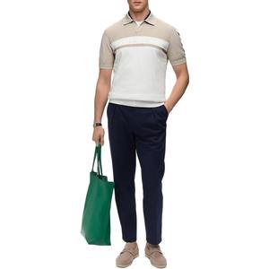 Ensemble de vêtements de golf décontractés pour homme, polo à blocs de couleur à manches courtes en coton tricoté respirant, blanc, beige, marine - Product Image 1