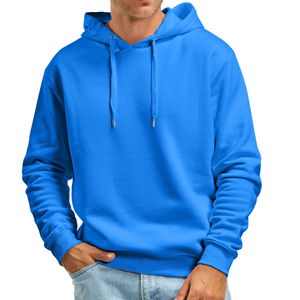 Sweat-shirt à capuche gris clair pour homme, coupe classique, en coton French Terry, décontracté, pour l'automne, couleur unie, tricoté, manches longues - Product Image 6