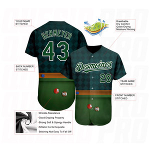 เสื้อเบสบอลลายสามมิติสีเขียวขาวแบบกำหนดเอง ดีไซน์ลายบิลเลียดแท้ - Product Image 4