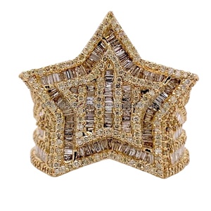 Iced Baguette Moissanite Star Engagement <b>Ring</b> 925 Sterling <b>Silver</b> Hip Hop Cluster Rhodium Plated Luxury Jewelry for <b>Men</b> Women - Product Image 4