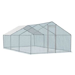 Grand enclos métallique 20 x 10 pieds pour poulets, volailles, lapins, chats, chiens, avec couverture imperméable pour poulailler et abri de ferme - Product Image 2