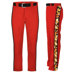 Pantalon de baseball slim rouge pour homme, imprimé sublimé uni, en polyester, fermeture éclair, grandes tailles, été - Product Image 1
