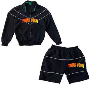 Ensemble de survêtement pour homme WARPRO INDUSTRY, noir, polyester, motif de crânes, séchage rapide, logo personnalisé, impression numérique, vêtements décontractés, automne - Product Image 1