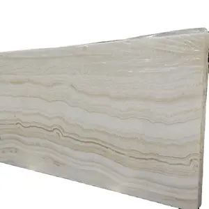 米色木纹白色玛瑙背光墙石装饰