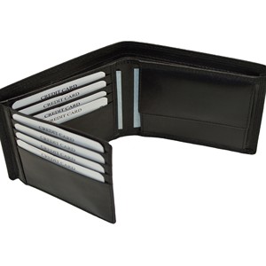 Portefeuille Homme en Cuir Véritable Saffiano à Trois Volets, Fermeture Ouverte, Anti-RFID, Porte-Cartes de Crédit Tendance avec Fenêtre d'Identité - Product Image 1