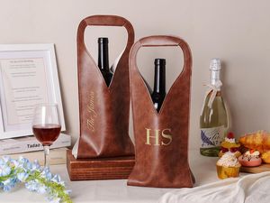 Porta Vino de Cuero Genuino con Logotipo Personalizado, Venta al por Mayor, Porta Vino de Cuero Premium para una Sola Botella, Bolsa de Regalo LEB-0061 - Product Image 5