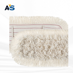 A&S Durable 5x24 White Dust <b>Mop</b> Synthetic Cotton Fibers Cut-End Design Redline Backing Aluminum Self-Wringer Reusable for - Product Image 3