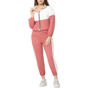Women’s Casual Color Block Full <b>Zip</b> Tracksuit Set Fashion Sports Outfit 2 Piece Athletic Wear Cropped Zipper hoodie & Pant Set - Product Image 1