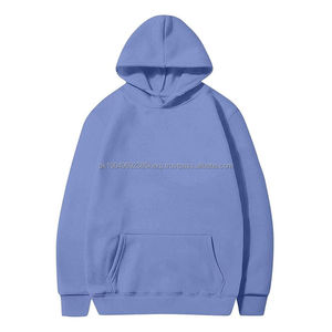 Sudadera con capucha de cuello alto de punto OEM para mujer, con hombros caídos y cremallera, Color azul sólido, sin cordón, con logotipo frontal, manga corta de invierno - Product Image 2