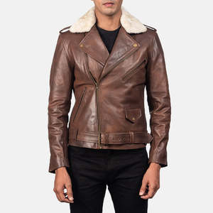Chaqueta de Cuero Multibolsillos para Hombre, Chaqueta de Trabajo de Cuero Vacuno Auténtico, Resistente al Viento, Estilo Cargo, para Exteriores - Product Image 3