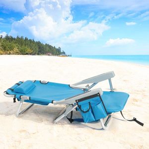 63*65*82cm Short Oxford Cloth Silver White Aluminum Tube Bearing 100kg Blue Beach Chair - Product Image 5
