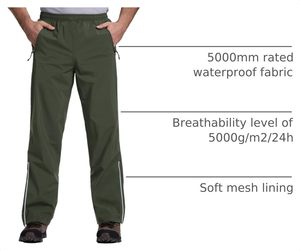 Pantalons de pluie imperméables légers pour hommes, pantalons de randonnée en plein air, fournisseur en gros - Product Image 2