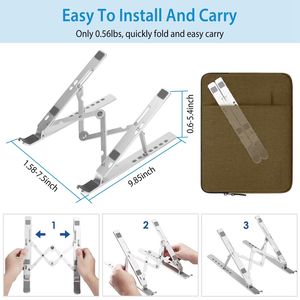 Aluminum Foldable Laptop <b>Stand</b> with Angle Adjustable <b>Tablet</b> PC & Phone Holder Ventilated Riser <b>for</b> Desktop Use - Product Image 4