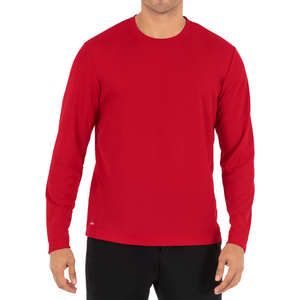 Custom Logo Polyester Performance <b>T</b> <b>Shirt</b> <b>Men</b> Slim Fit <b>Red</b> <b>T</b> <b>Shirt</b> <b>Men</b> Casual Plain Pattern Crew Neck Long Sleeve <b>T</b>-<b>shirt</b> - Product Image 1