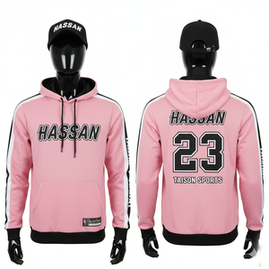 Sweat-shirt d'entraînement de basketball pour hommes, 320 GSM, polaire polyester doux, manches à rayures violettes, sweats d'entraînement personnalisés pour hommes - Product Image 3