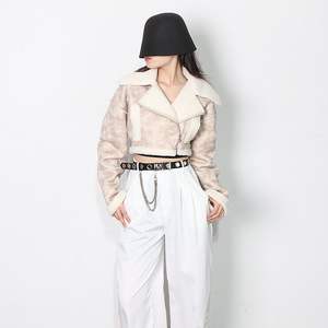 Chaqueta vaquera transpirable de piel sintética para mujer, de manga larga, con patchwork y forro de borrego. - Product Image 5