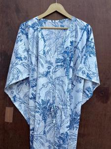 Luxury Women's <b>Kaftan</b> Set Cotton Abaya Long Dress Headscarf Elegant Boho Style Robe Summer New Print Cotton Boho Style <b>Kaftan</b> - Product Image 3