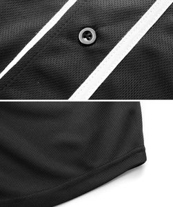 Maillot de baseball à col en V et manches courtes avec bordure noire, en polyester à séchage rapide, chemise sportive décontractée pour l'été - Product Image 3