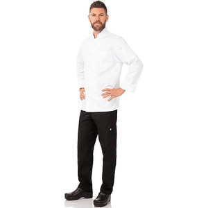 Veste de chef unisexe à manches longues personnalisée en polyester/coton, vêtements de travail professionnels pour la cuisine, uniforme de cuisine pour restaurant et bar - Product Image 1