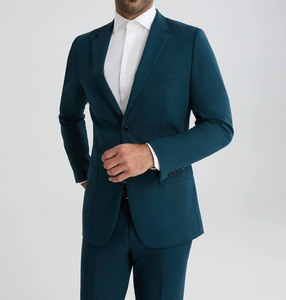 Costume formel pour homme de couleur turquoise, fabriqué au Pakistan, sur mesure, élégant et moderne, coupe ajustée, costume 2 pièces pour mariage - Product Image 4