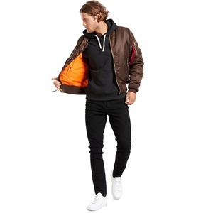 Blouson bomber à capuche pour homme, fermeture éclair sur le devant, coupe-vent, couleur unie, streetwear décontracté, automne, doublure en polyester, coupe ajustée - Product Image 1