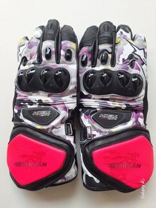Gants de moto unisexes en cuir rose camouflage avec protection des articulations, gants de protection intégrale pour la conduite sportive, OEM - Product Image 3